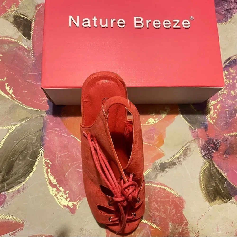 💥Natural Breeze Fuchia suede Tia  platform sandals size:8